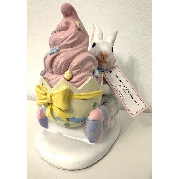 Cupcakes and Cashmere EASTER BUNNY Pastel Easter Egg Cart Pink Icing Blue Bow - Picture 4 of 7